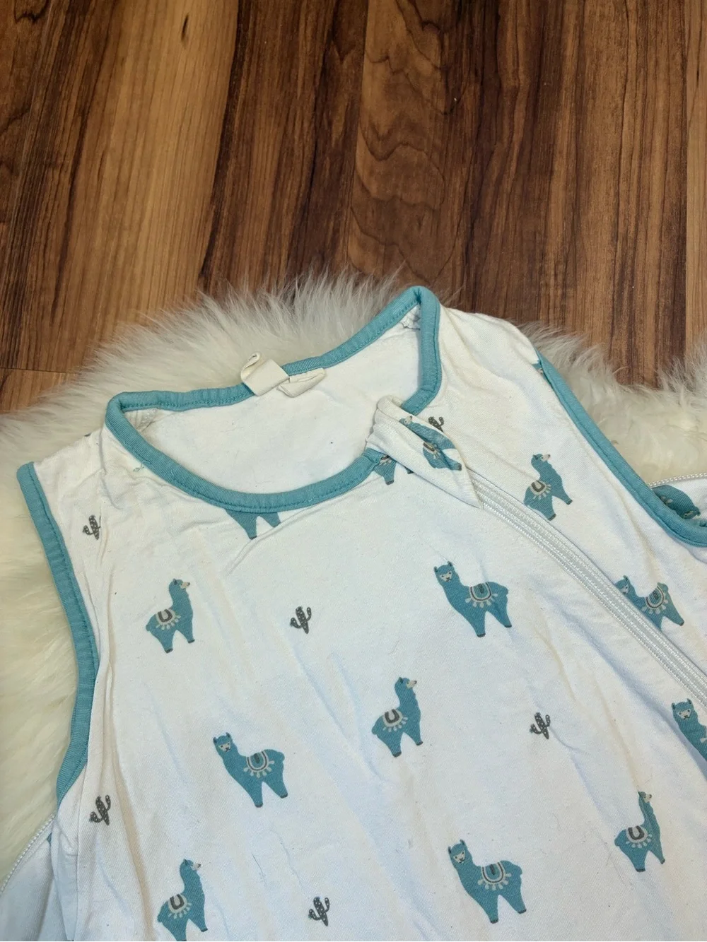Kyte White Blue Llama Sleep Sack • 6/18M 0.5 TOG